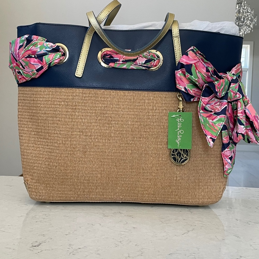 Lily Pulitzer straw resort tote